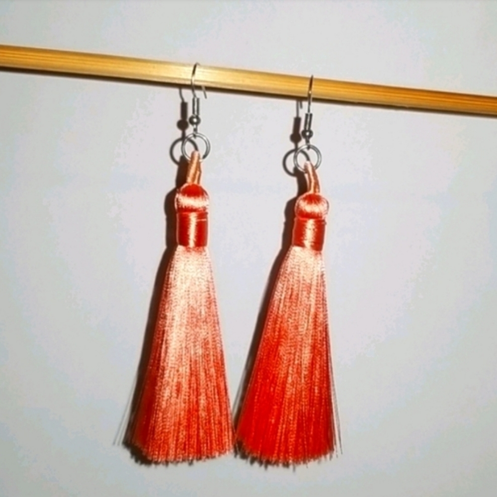 Handcrafted Tassel Earrings (mango)